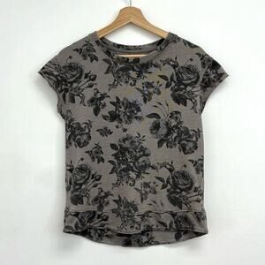 Sundry Floral Rose Cap Sleeve Muscle Sweatshirt Comfy Casual Athleisure - 0 (XS)